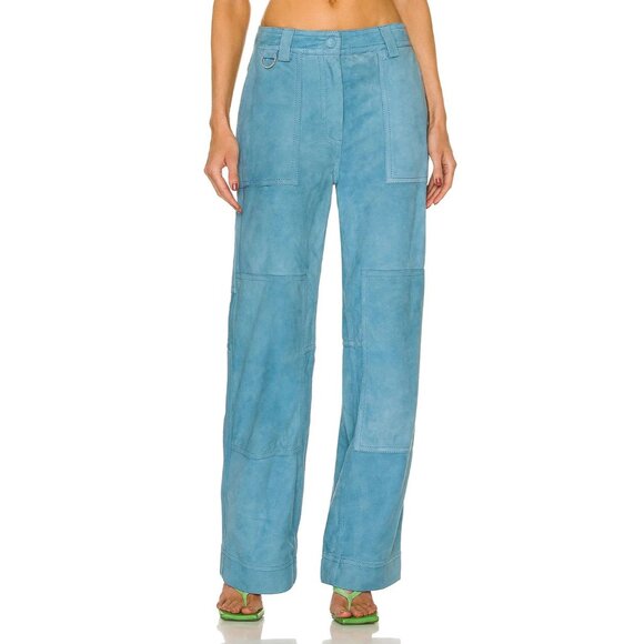 Saks Potts Rose Suede Pants Stone Blue - Picture 1 of 5